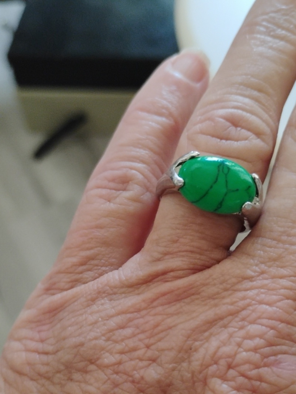 Green Stone Silver Ring